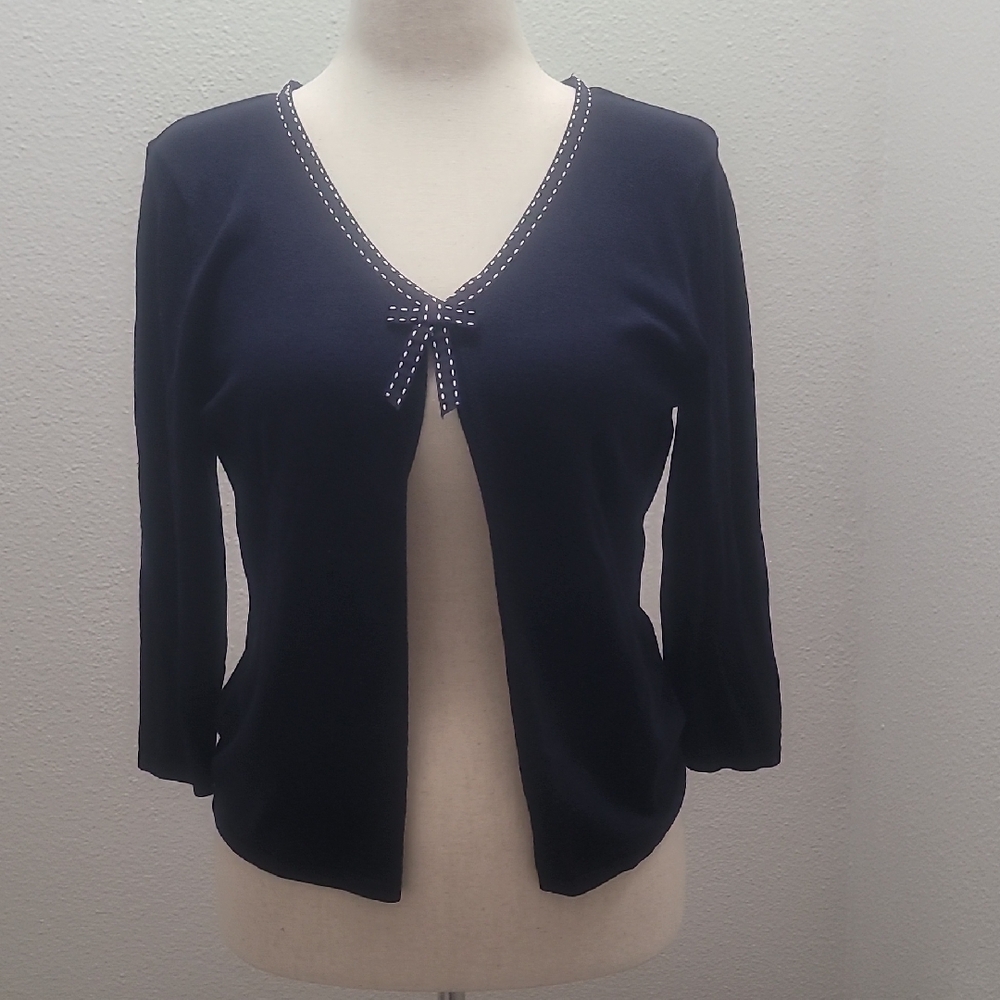 Coldwater Creek Navy Silk Blend Cardigan